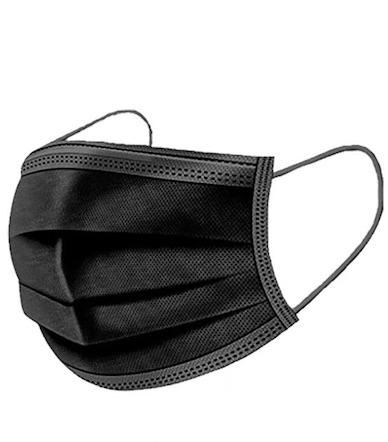 Szájmaszk, fekete, 3 rétegű (Hygostar - 50db)